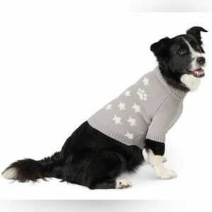 Dog Sweater Gray Turtleneck With Stars & Paws by Top Paw size XL NWT